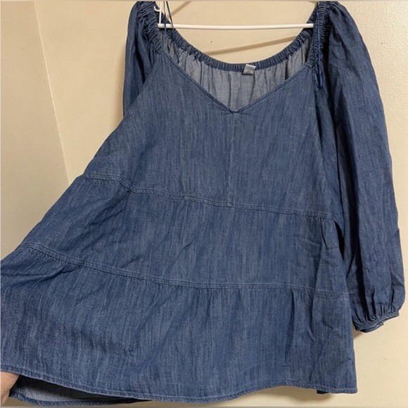 Old Navy Boho Chambray Flattering Tiered Denim Swing Shirt 4X - Picture 6 of 9